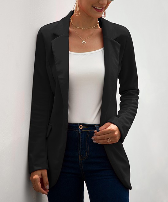 Coeur de Vague Women's Blazers Black - Black Blazer - Women | Zulily