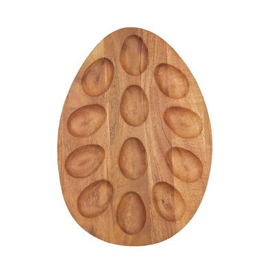 C&F Home 12" Decorative Easter Egg Shaped 12-Section Stuffed Egg Acacia Wood Serving Tray Platter | Target