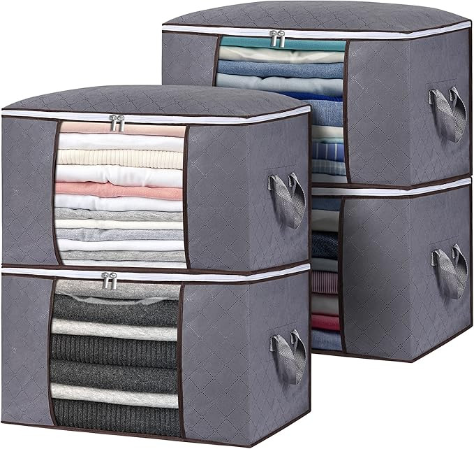 Kootek 4 Pack Storage Bags 90L Large Capacity Clothes Storage Bins Thick Fabric Container Organiz... | Amazon (US)