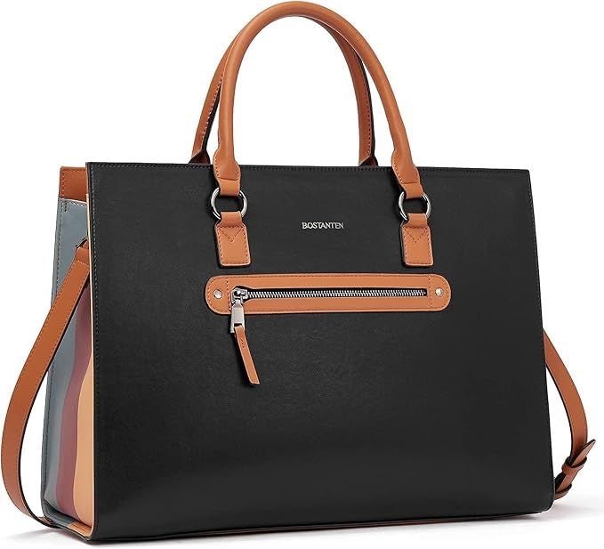 BOSTANTEN Leather Laptop Briefcase for Women Shoulder Bag 15.6 Inch Business Computer Work Tote | Amazon (US)