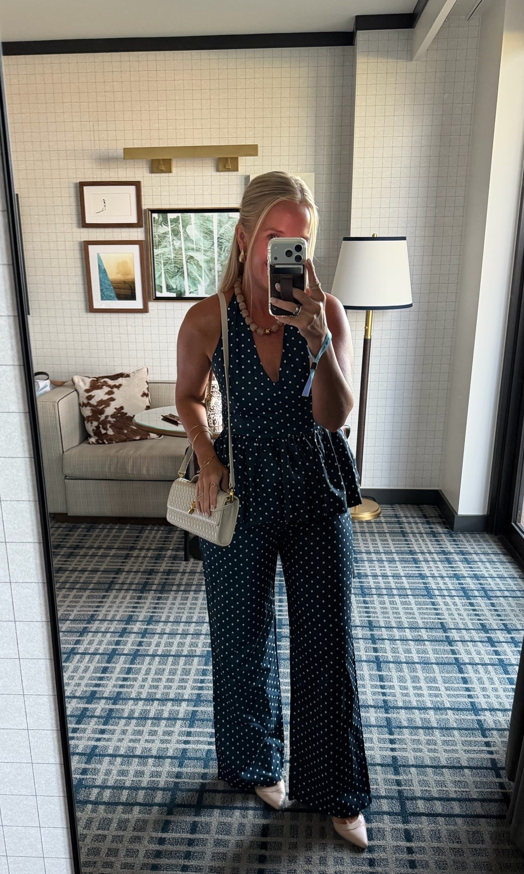 I’m wearing a medium in this adorable polkadot set. Love the peplum top and that it doesn’t wrinkle easily.

#LTKootd #LTKWorkwear #LTKOver40