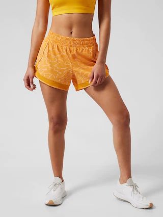 Printed Mesh Racer Run Short 4" | Athleta