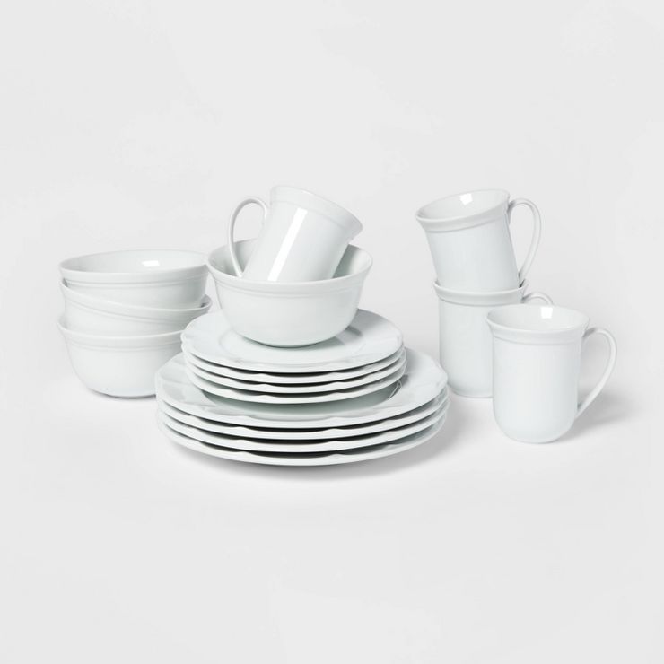 16pc Porcelain Scalloped Dinnerware Set White - Threshold&#8482; | Target