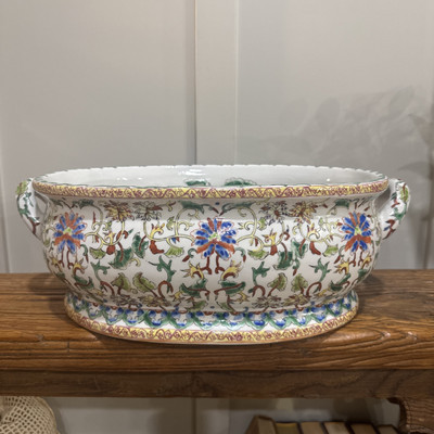 Large Vintage Chinese Porcelain Foot Bath Jardinere Planter Famile Rose | eBay US