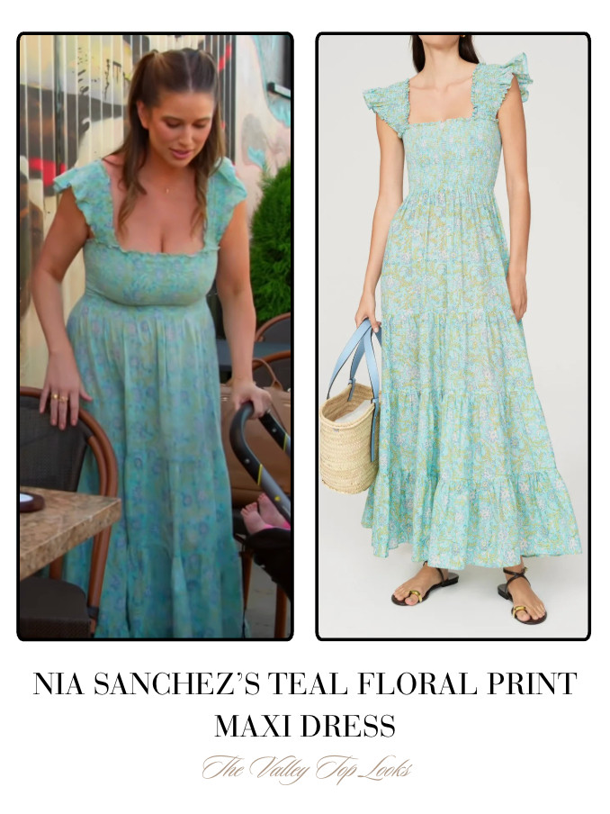 Nia Sanchez's Teal Floral Print Maxi Dress 

 