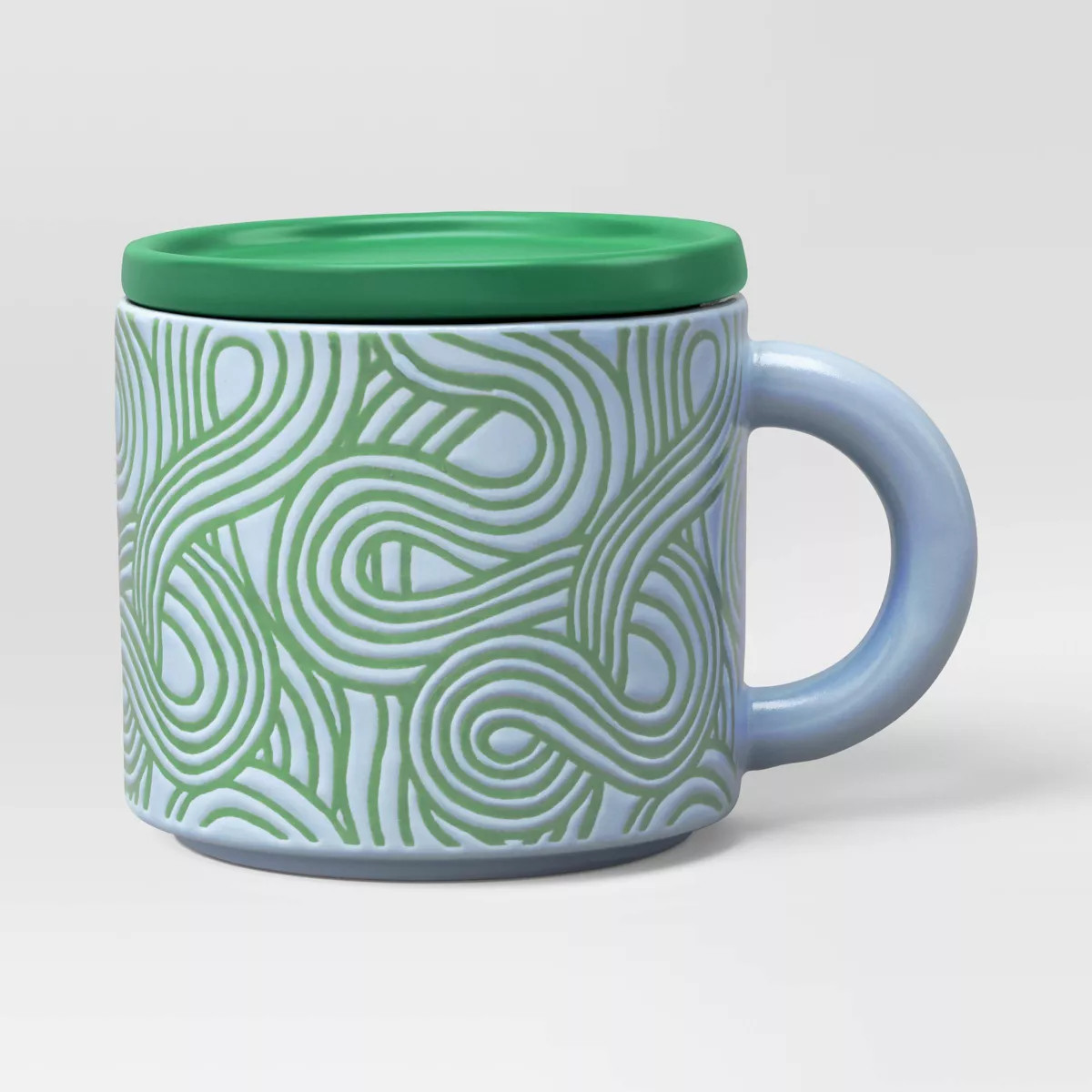17 fl oz Stoneware Squiggly Print Lidded Mug - Room Essentials™ | Target