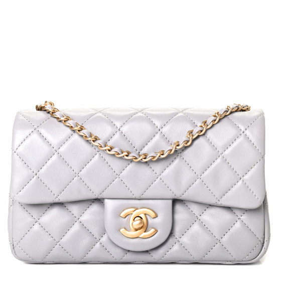 CHANEL Lambskin Quilted CC Pearl Crush Mini Rectangular Flap Grey | Fashionphile