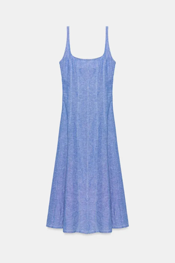 VESTITO MIDI IN LINO CON PIZZO | Zara IT
