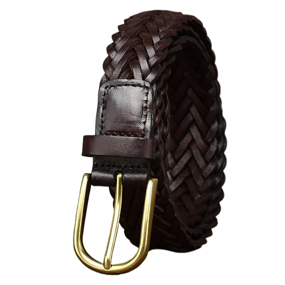Belt Men, Hand Braided Leather Belts for Men Women with Gold Metal Pin Buckle, Fashion Vintage Be... | Amazon (US)