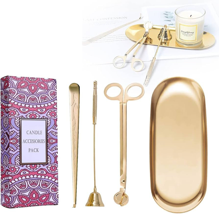 UCINNOVATE 4 in 1 Candle Accessory Set, Candle Wick Trimmer Candle Cutter, Candle Snuffer, Candle... | Amazon (US)