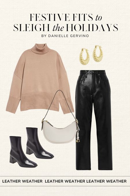 Holiday outfit ✨ Leather weather // pair for leather pants with an oversize knit for an elevated casual look. (Size up 1/2 size in boots)

Jewelry code: DANIELLE20 

Holiday look, holiday fashion, Faux leather pants, square toe boots, Neutral holiday outfit

#LTKSeasonal #LTKstyletip #LTKHoliday
