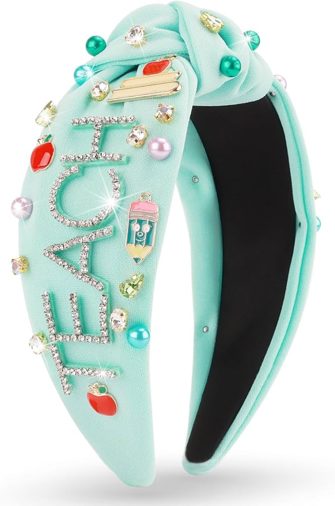MOSOTECH Teacher Headband for Women - Teacher Appreciation Gift Jeweled Pearl Pencil Book Apple E... | Amazon (US)