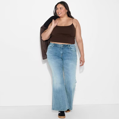 Women's Mid-Rise Flare Curvy Jeans - Wild Fable™ Light Wash 17 | Target