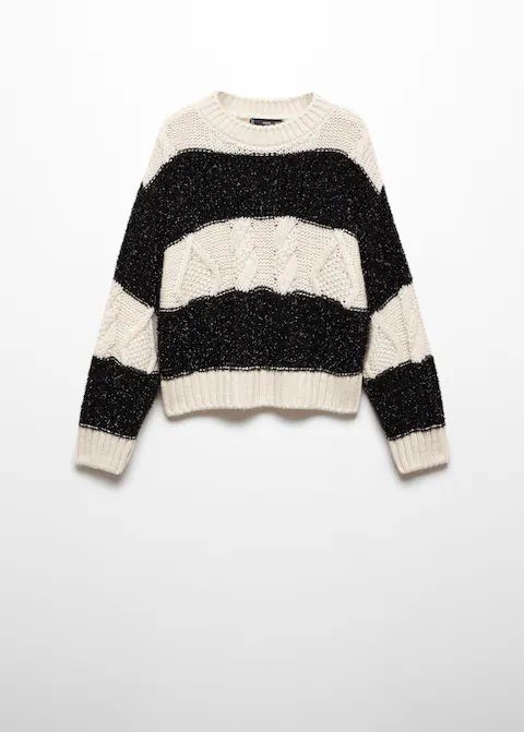 Knitted braided stripes sweater -  Women | Mango United Kingdom | MANGO (UK)