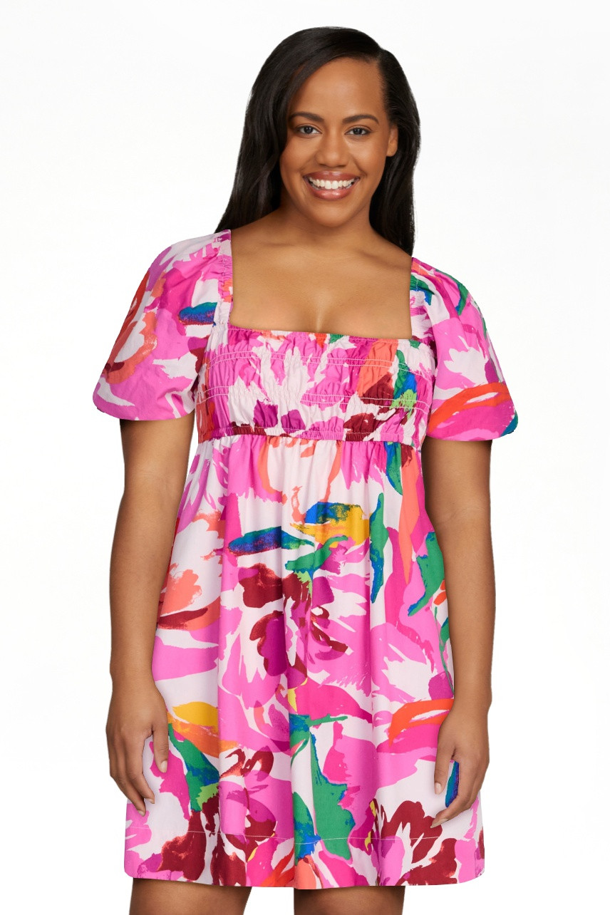 Free Assembly Women's and Women's Plus Puff Sleeve Peasant Mini Dress, Sizes XS to 4X | Walmart (US)