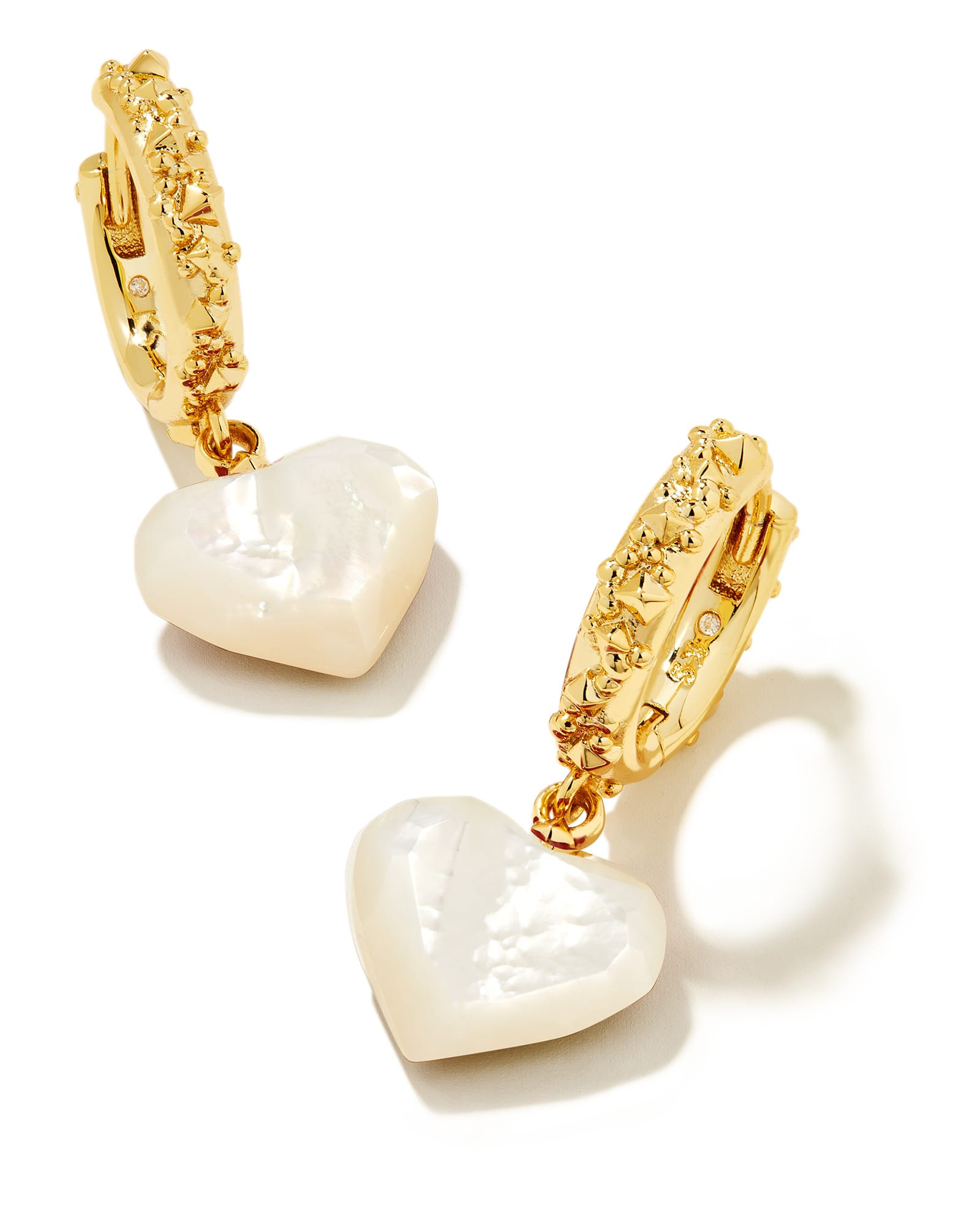 Kendra Scott Penny Gold Heart Huggie Earrings in Ivory Mother-of-Pearl | Mother Of Pearl | Kendra Scott
