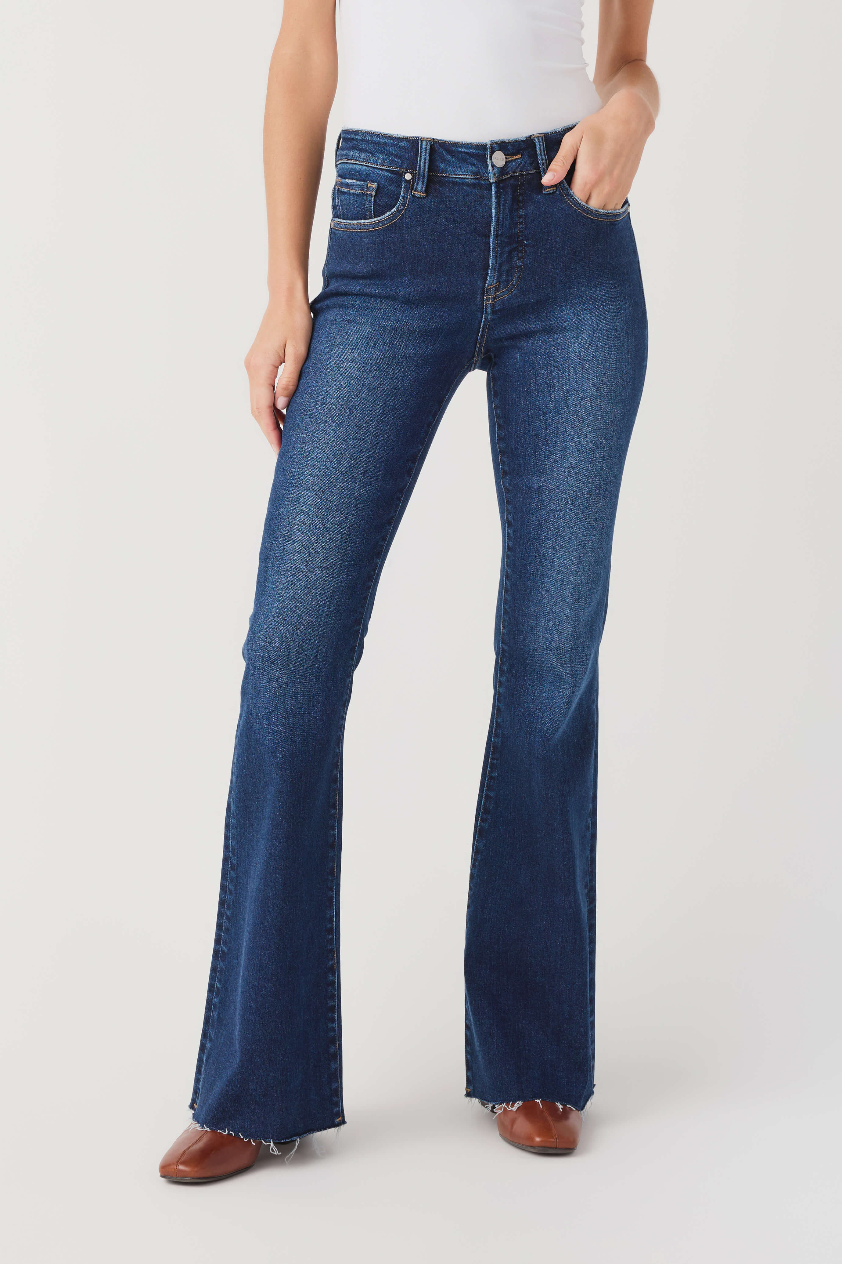 Risen High Rise Clean Pajama Flare Jeans | Social Threads