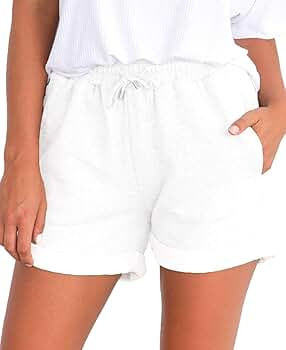 Tengo Women Summer Beach Shorts Juniors Folded Hem Shorts with Drawstring | Amazon (US)