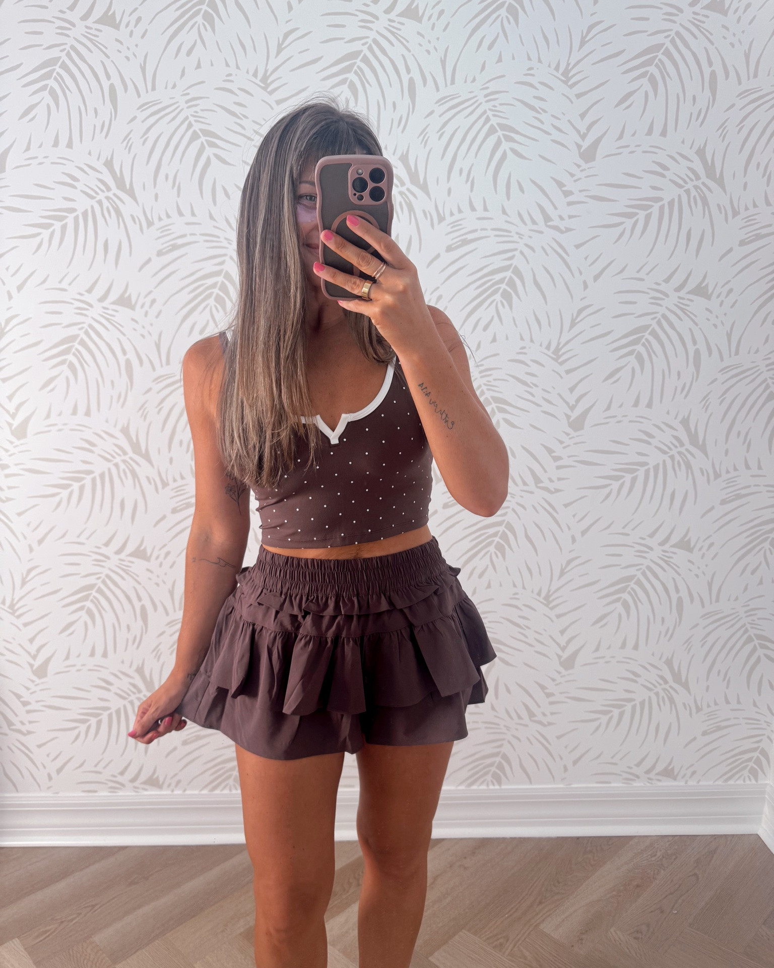 Swooning over brown polka dots for fall!!! 🤎 

Activewear
Leggings
Workout wear
Matching sets 
Travel outfit