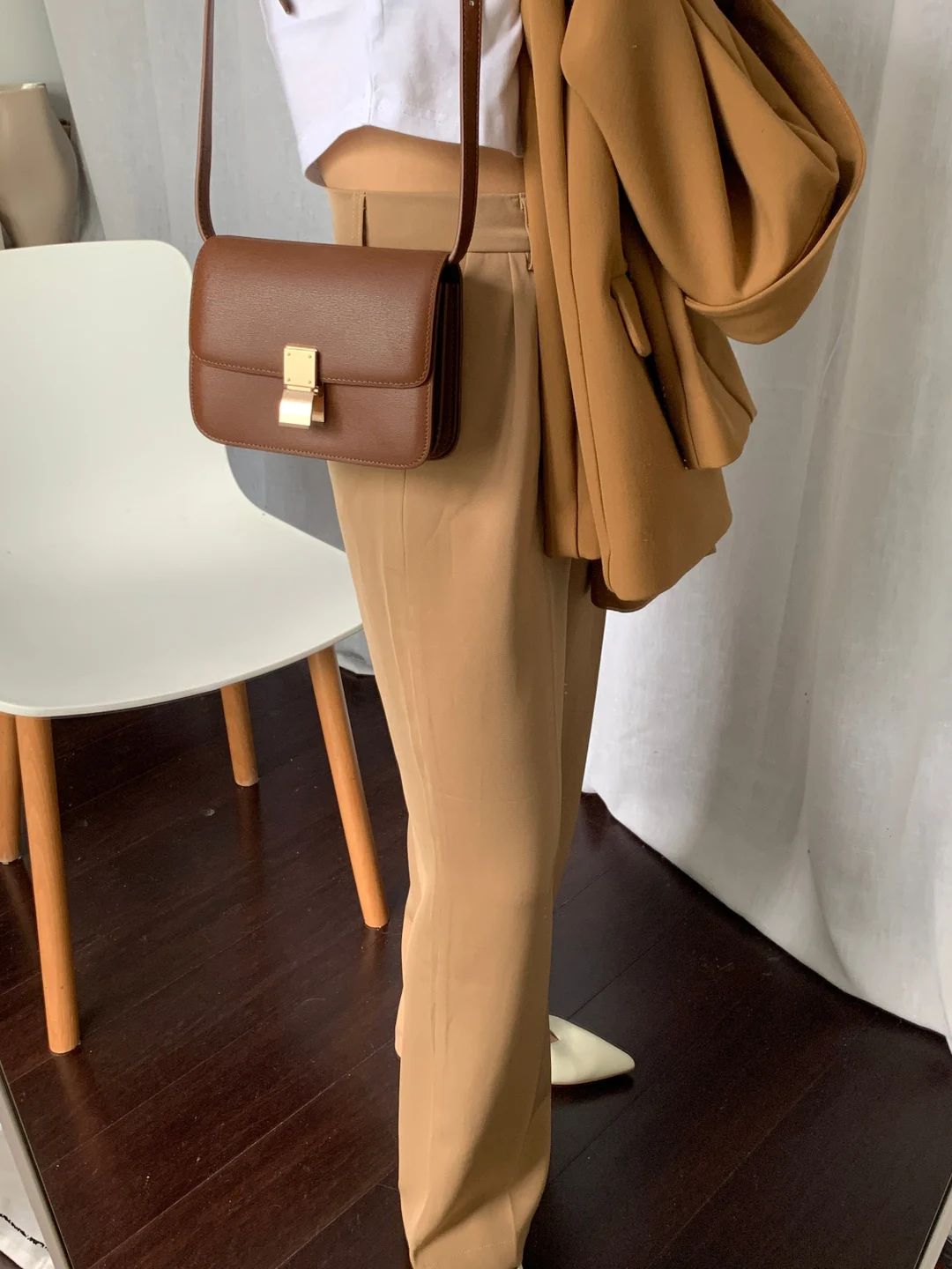 Korean Style Small Size Minimalistic Brown Calfskin Leather Box Bag shoulder/crossbody Bag | Etsy (US)