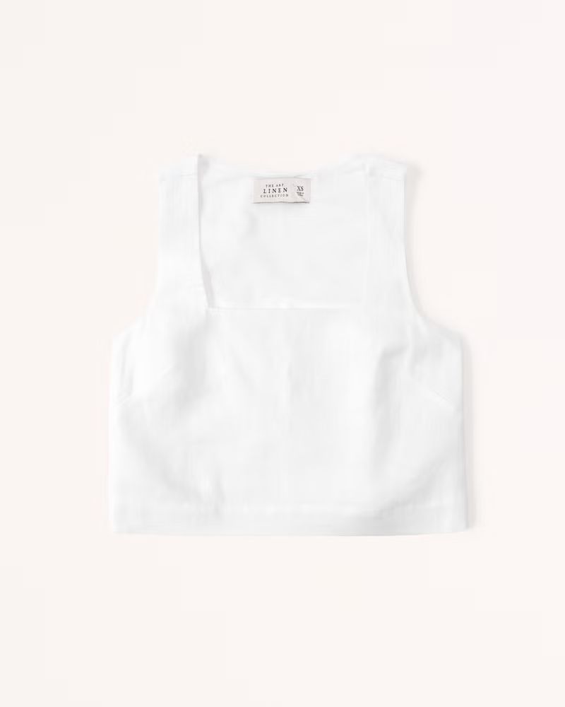 Linen Squareneck Set Top | Abercrombie & Fitch (US)