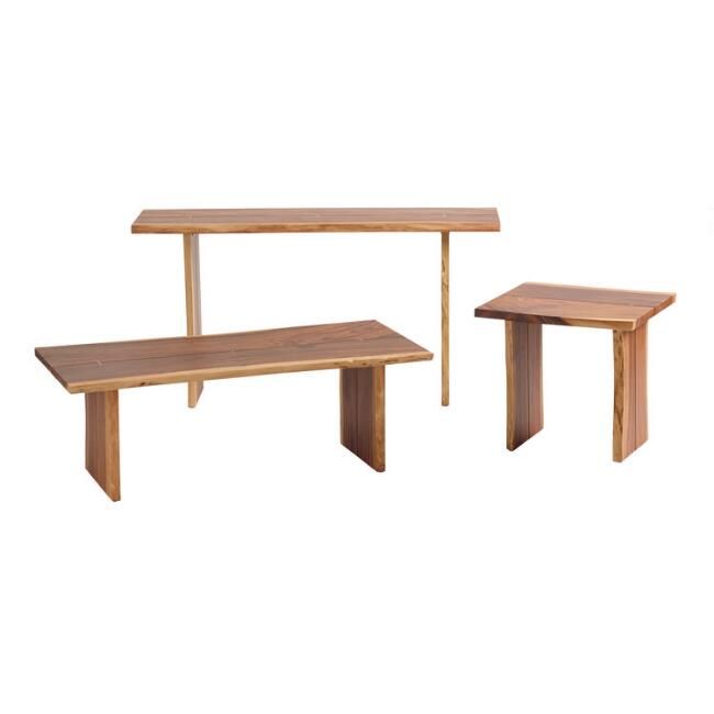 Sansur Rustic Pecan Live Edge Wood Accent Table Collection | World Market