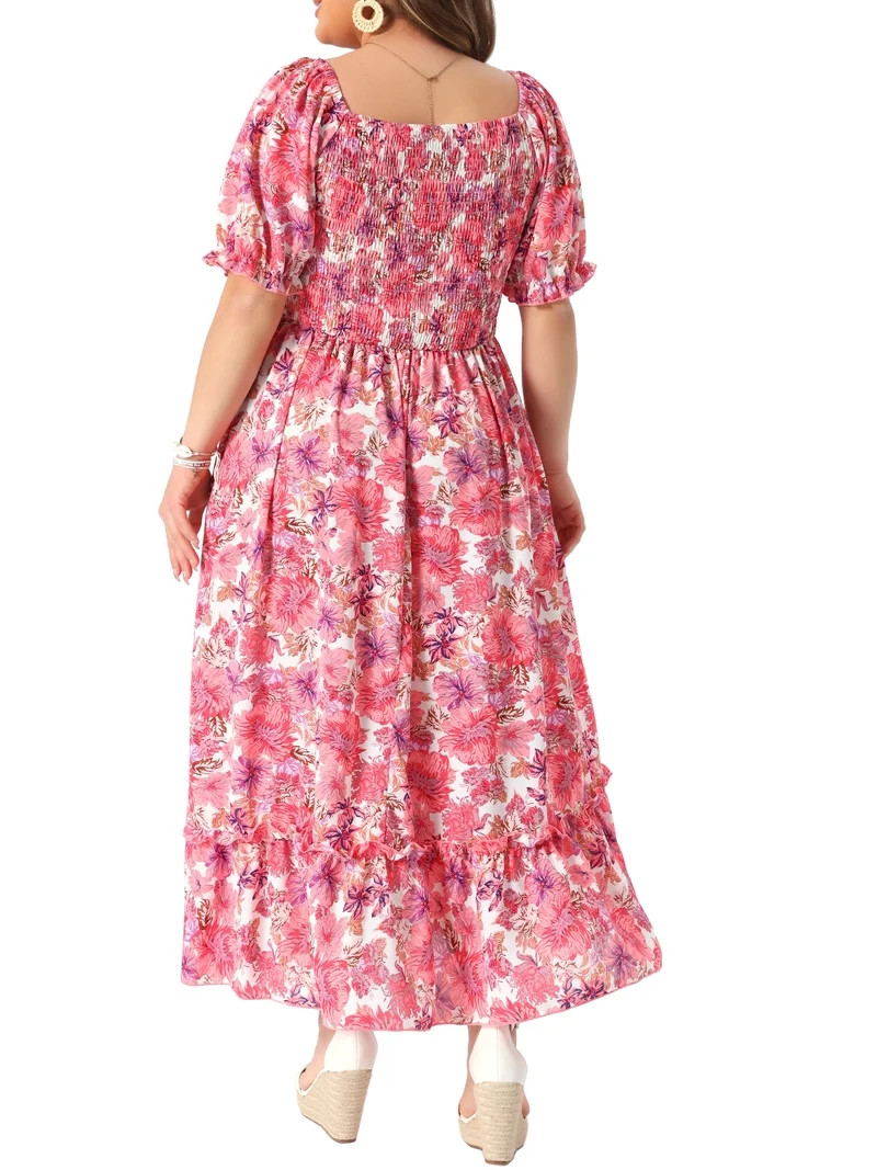 GRACE & GRANDEUR Women's Plus Size St. Patrick's Day Short Sleeves Square Neck Smocked Boho Flora... | Walmart (US)