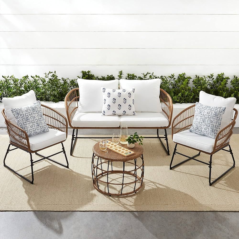 Best Choice Products 4-Piece Outdoor Rope Wicker Patio Conversation Set, Modern Contemporary Furn... | Amazon (US)