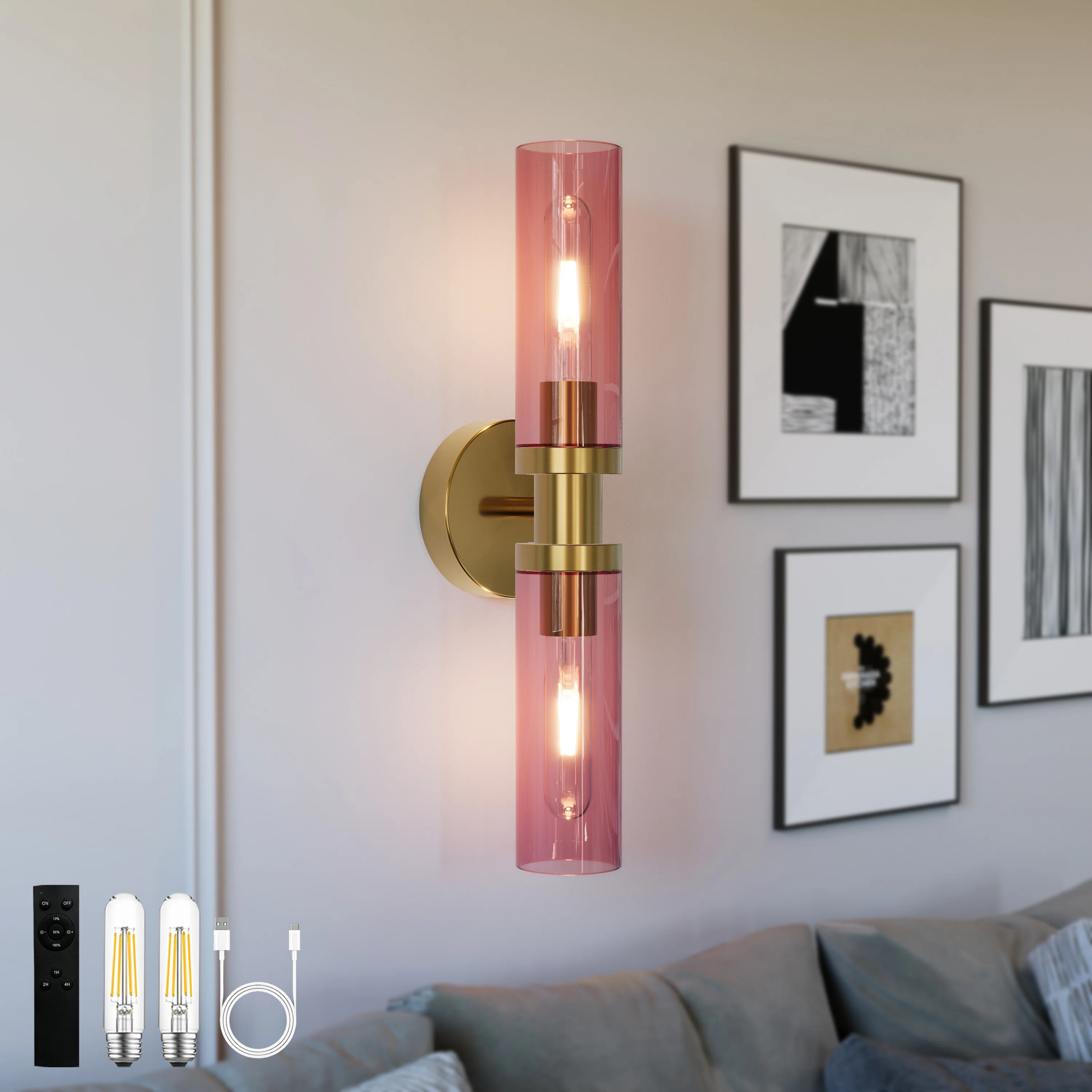 16.5" Rechargeable Dimmable Wall Sconce With Remote & Bulbs | Wayfair North America