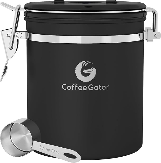 Coffee Gator Coffee Canister, Airtight Stainless Steel Kitchen Food Storage Container with Date T... | Amazon (US)