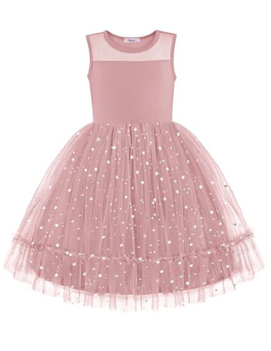 Arshiner Girls Pink Dress Party Tulle Casual Fancy Spring Birthday Sleeveless Toddler Sundress Star Light Pink | Amazon (US)