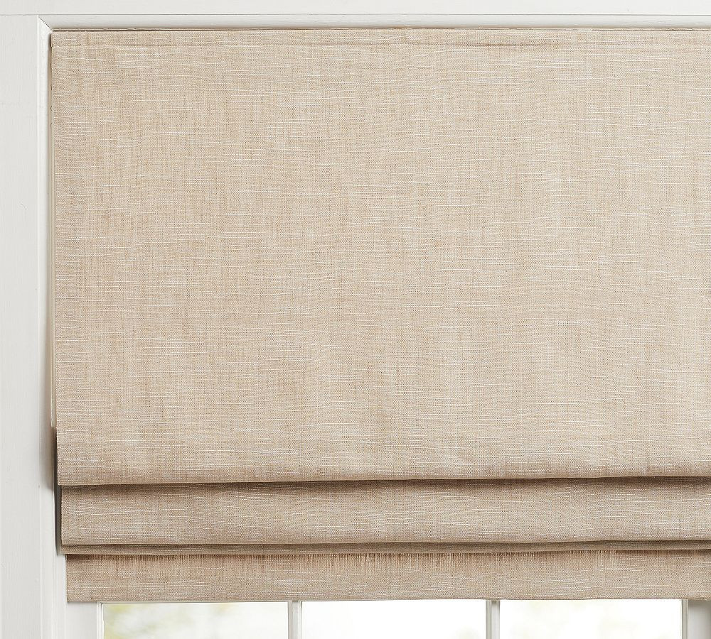 Custom Emery Linen Cordless Roman Blackout Shade | Pottery Barn (US)