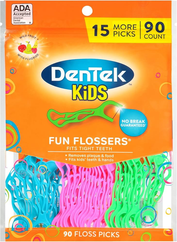 DenTek Kids Fun Flossers, Wild Fruit, 90 Count | Amazon (US)
