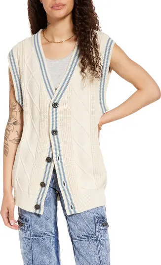 Gender Inclusive Oversize Cable Knit Cotton Blend Vest | Nordstrom