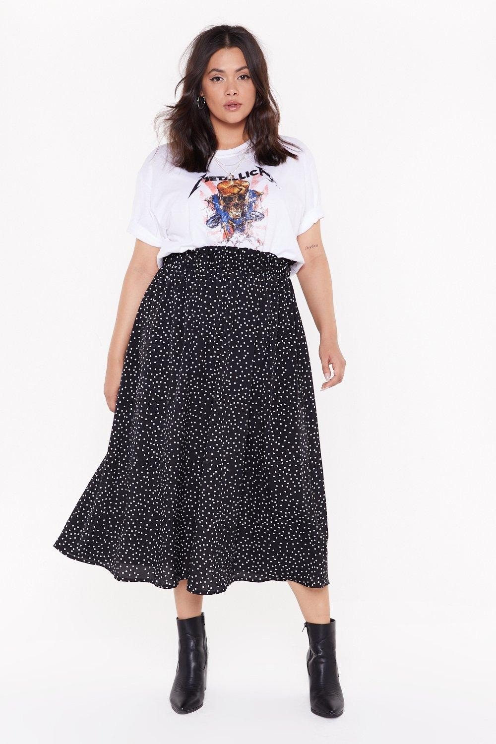 Womens High-Waisted Plus Size Polka Dot Skirt - Black | NastyGal (US & CA)
