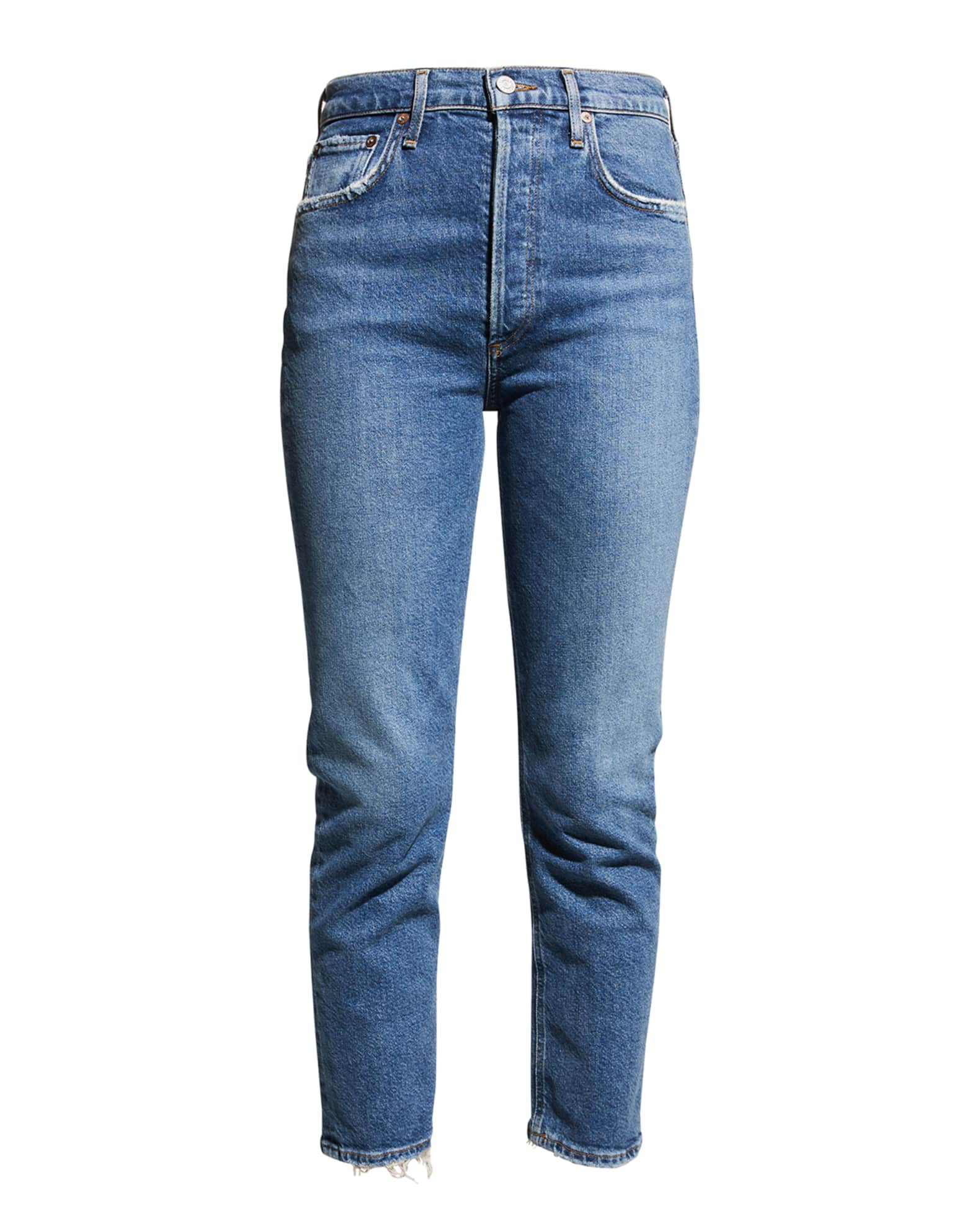 Riley High-Rise Straight Cropped Jeans | Neiman Marcus