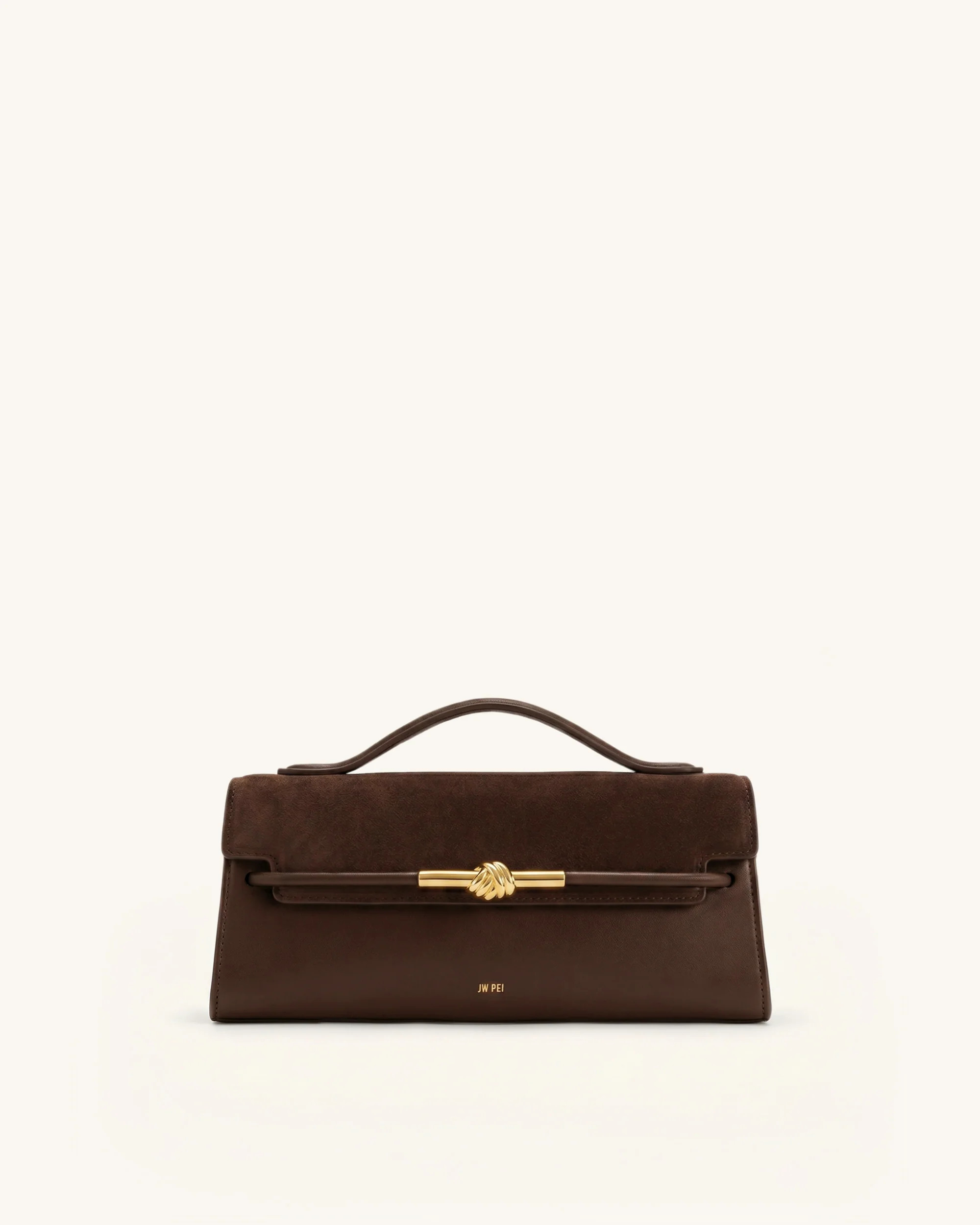 Lena Faux Suede Metal Rope Knot Top Handle Bag - Dark Brown | JW PEI US