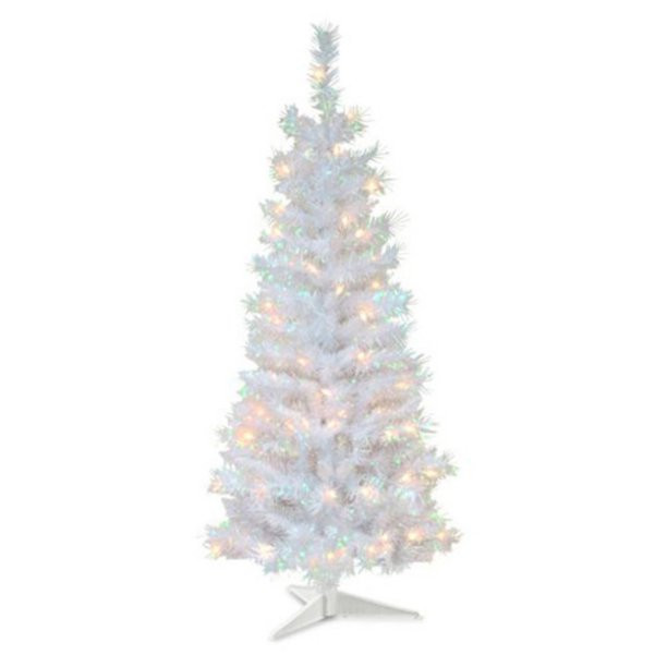 4 ft. Tinsel Wrapped Pre-lit Medium Christmas Tree - White - Walmart.com | Walmart (US)