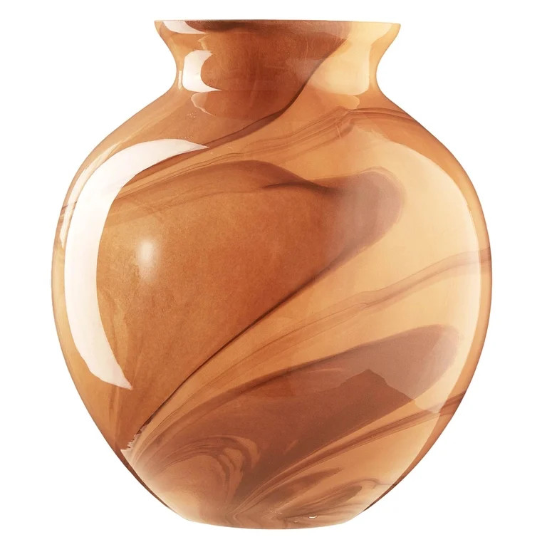 Beautiful 6.89" x 7.95" Round Brown Marbled Glass Vase by Drew Barrymore | Walmart (US)