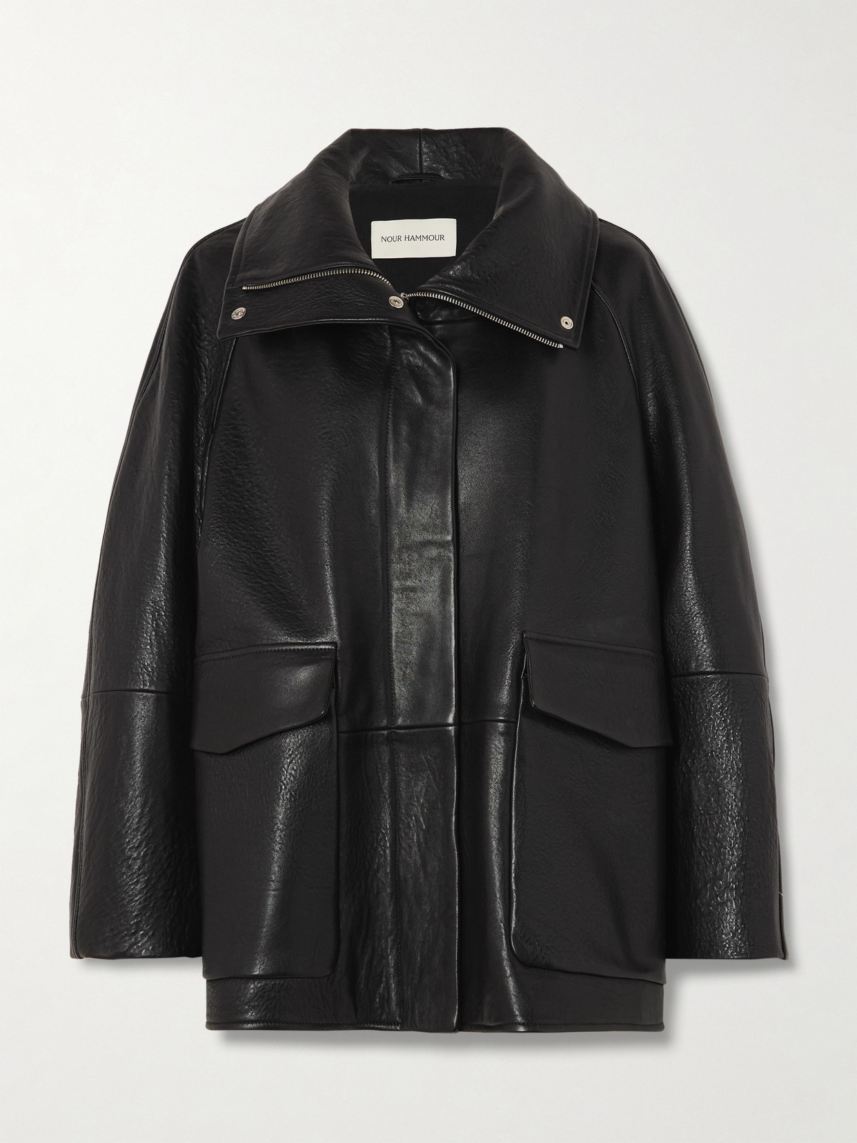 Nour Hammour - Ansel Oversized Textured-leather Jacket - Black | NET-A-PORTER (UK & EU)