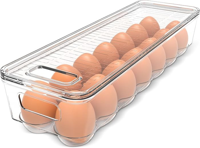 Utopia Home Egg Container With Lid and Handle for Refrigerator - Pack of 1 - Clear Stackable Egg ... | Amazon (US)