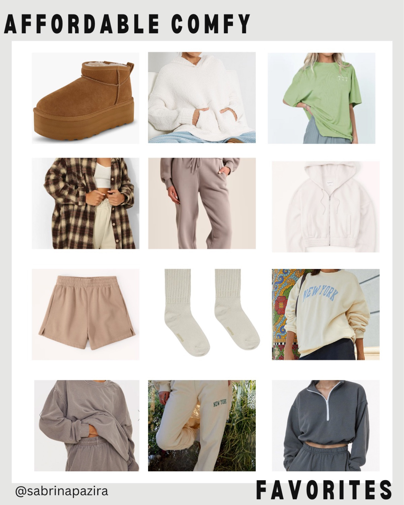 Affordable comfy favorites, platform Uggs, Sherpa hoodie, graphic tee, flannel, joggers, sweatshirt, sweat shorts, socks, zip up 

#LTKunder100 #LTKSeasonal #LTKstyletip