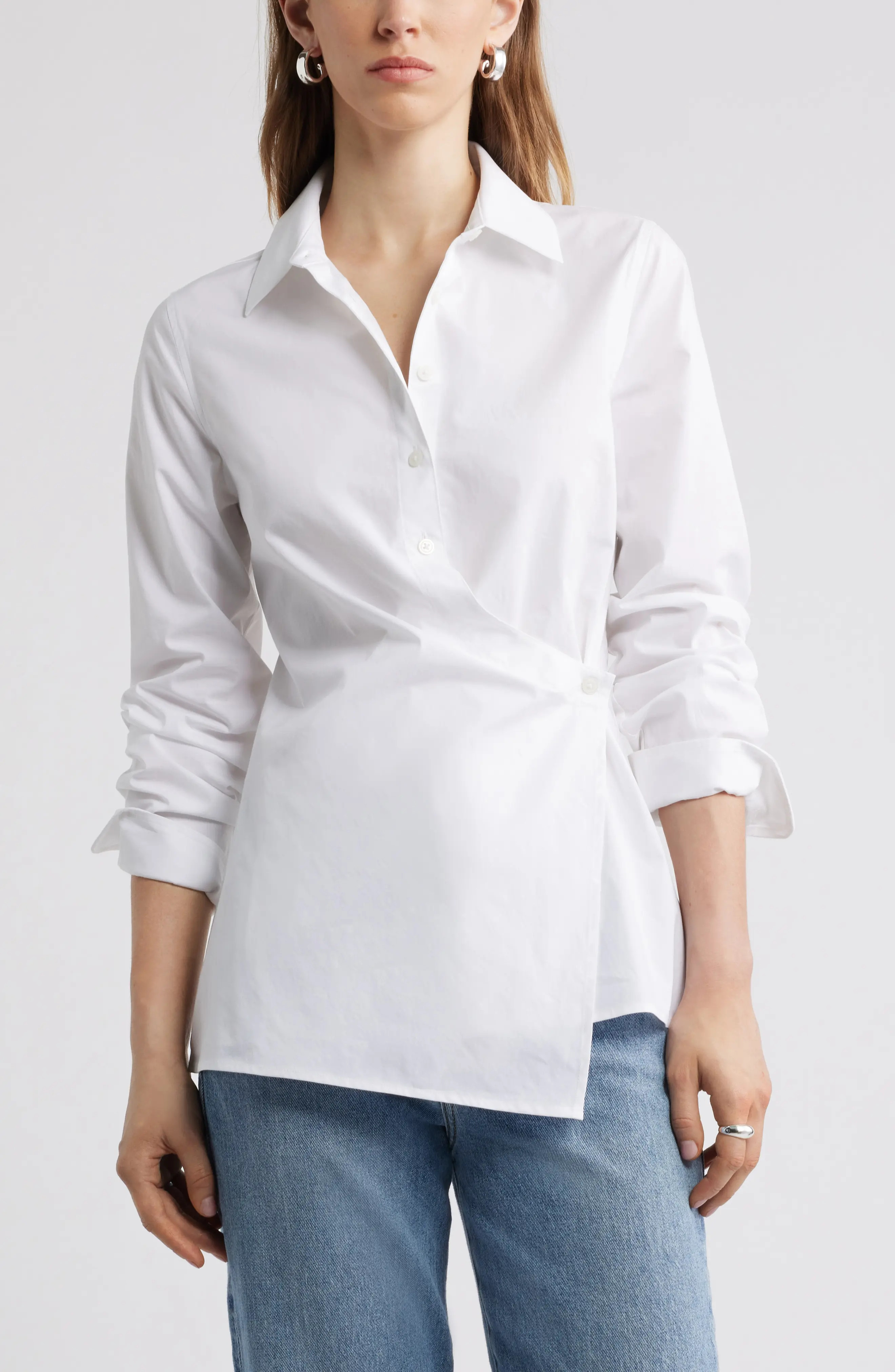 Long Sleeve Wrap Button-Up Shirt (Women) | Nordstrom | Nordstrom