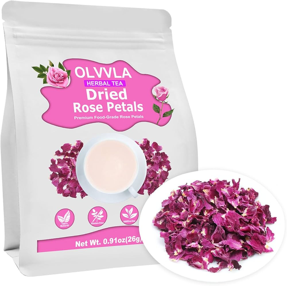 Olvvla - Dried Rose Petals - 0.91oz/26g - Premium Food Grade Dried Roses Edible Flowers - Perfect... | Amazon (US)