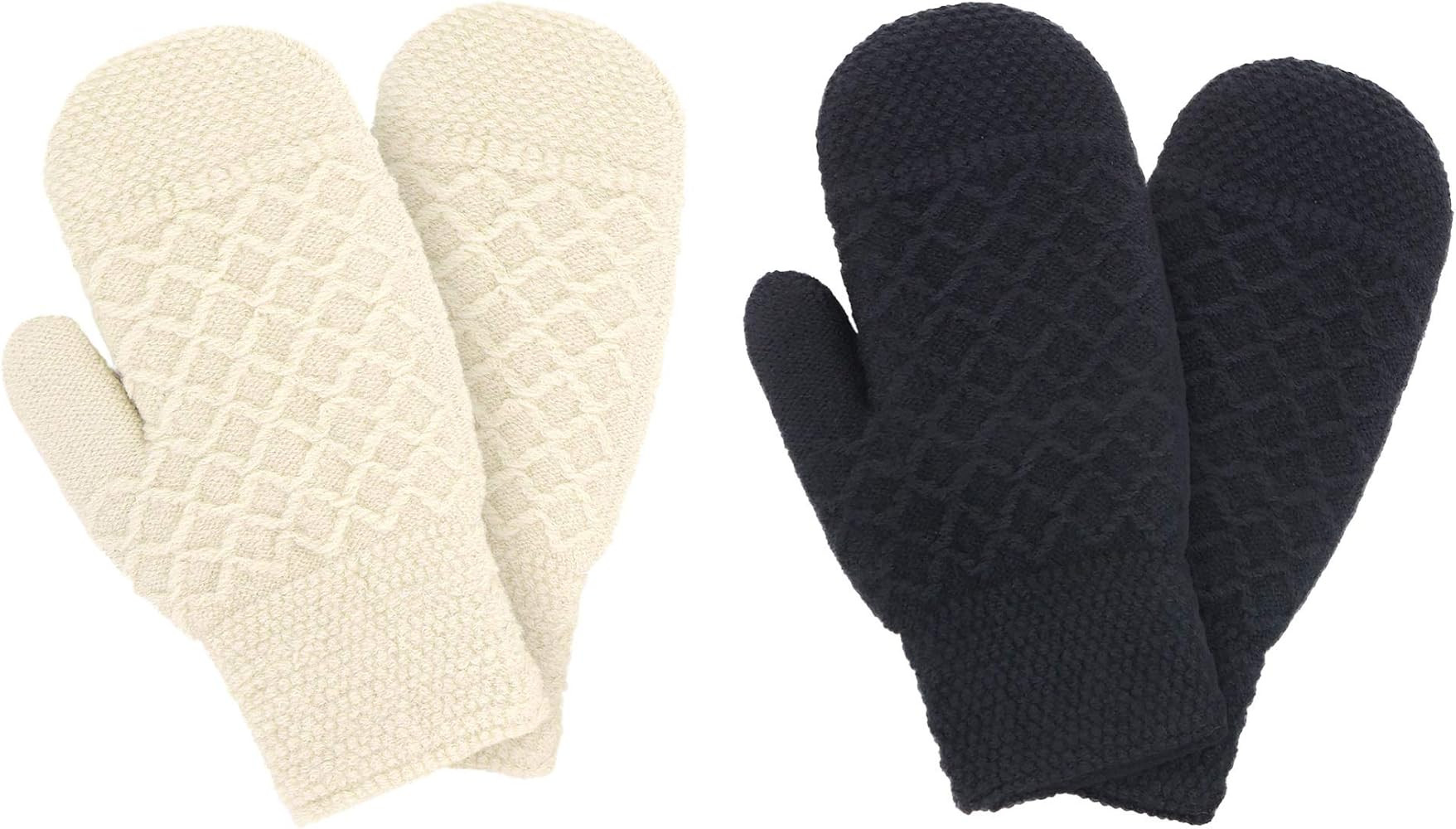 Verabella Women Mittens Winter Knit Sherpa Lined Girls Mittins | Amazon (US)