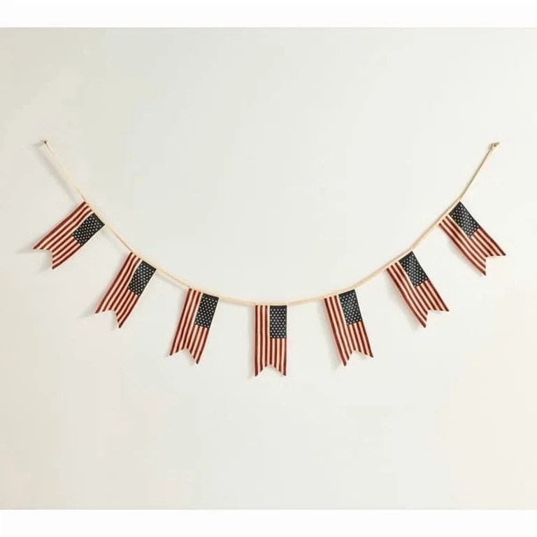 6FT Heritage American Flag Garland \u2013 Rustic 250th Anniversary Independence Day Bunting \u201... | Walmart (US)