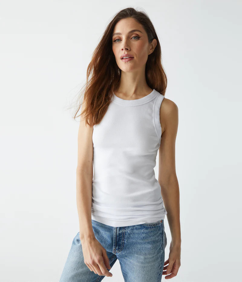 Halley Ribbed Tank with Ruching | MichaelStars.com