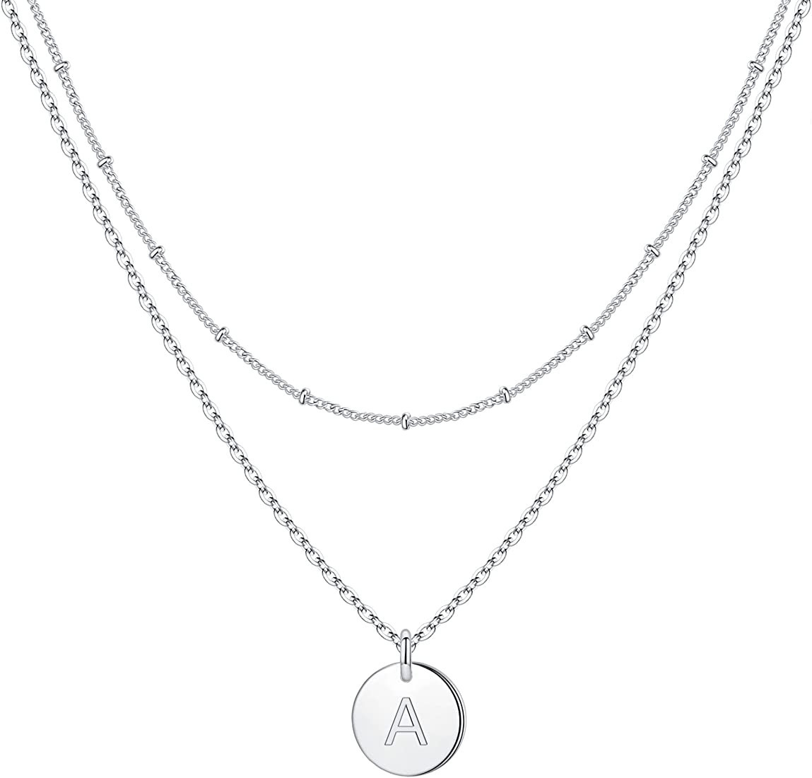 IEFWELL Initial Necklaces for Women, Gold White Gold Rose Gold Double Side Engraved Hammered Coin... | Amazon (US)