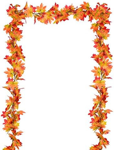 2 Pack Fall Garland Maple Leaf, Hanging Vine Garland Artificial Autumn Foliage Garland Thanksgivi... | Amazon (US)
