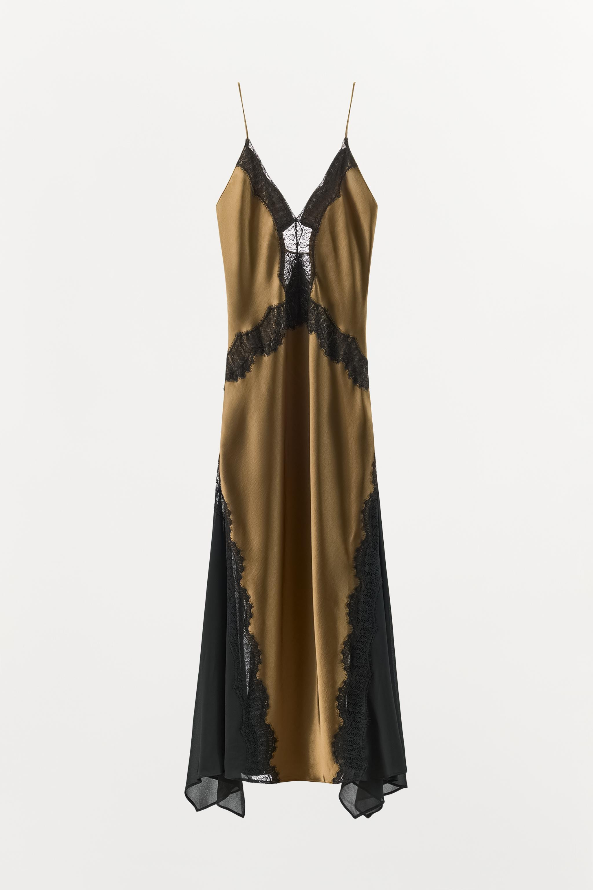 COMBINATION SATIN LACE DRESS | Zara US